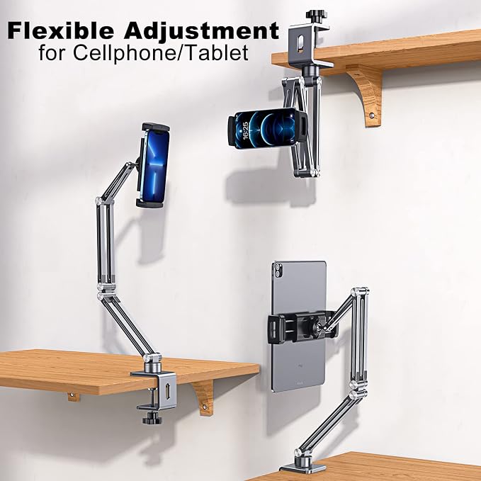 OATSBASF Phone and Tablet Holder Bed Gooseneck Mount, Aluminum Long Arm - Image 2
