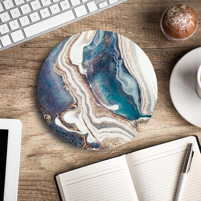 Blue Gold Marble Mouse Pad - Image 5