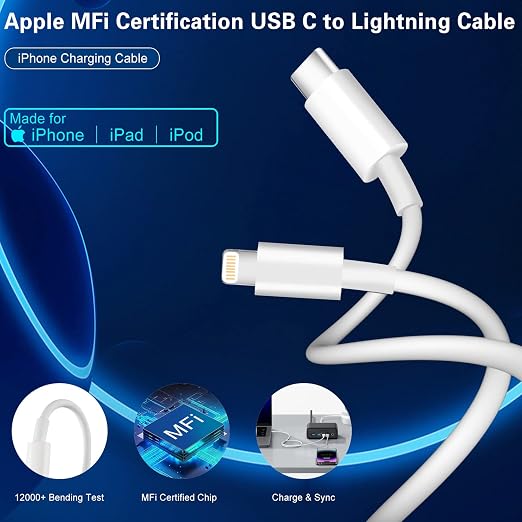 Fast Charger iPhone, Dual Port A/C Charging Adapter, Apple Charger Block 10FT - Image 6