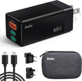 Ruko 65W USB C Charger, 3 Port International Travel Charger Kit, GaN Fast by Ruko