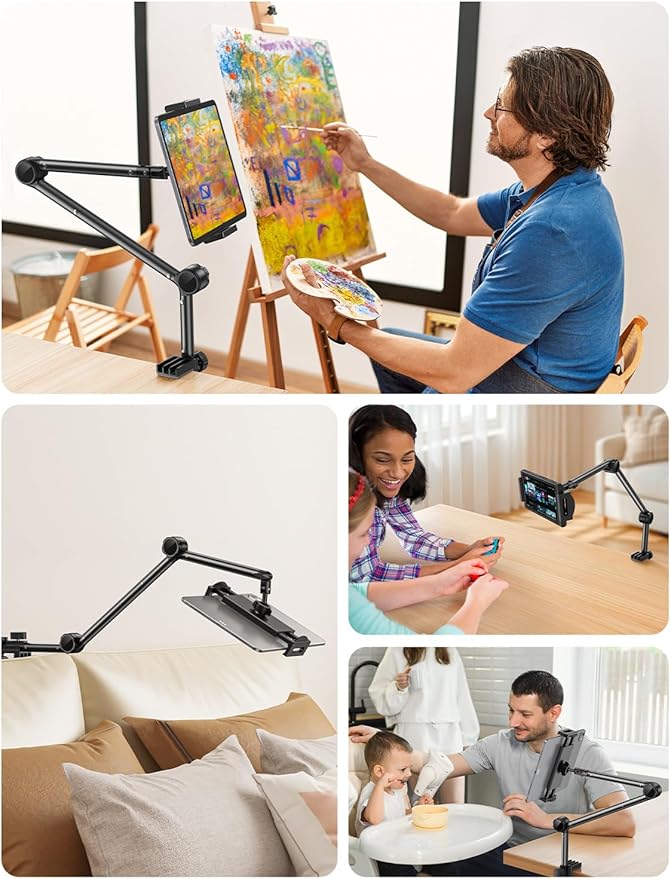 OMOTON Tablet Stand Mount for Desk, Adjustable Phone Holder for Bed - Image 8