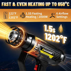 TECKWRAP Heat Gun 2000W with LCD Display, Adjustable Hot Air Gun - Image 2