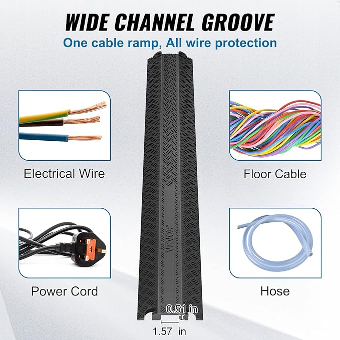 VEVOR Thermoplastic Rubber Drop Over Cable Cover Ramp, 000 lbs/axle Load - Image 3