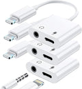 3 Pack Lightning to 3.5mm Headphone Jack Adapter, 2 in 1 Dongle Adapter Aux by LIEZHUA