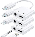 3 Pack Lightning to 3.5mm Headphone Jack Adapter, 2 in 1 Dongle Adapter Aux by LIEZHUA