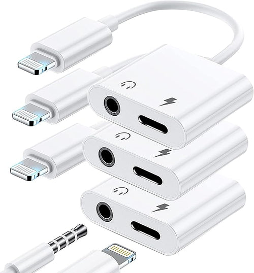 3 Pack Lightning to 3.5mm Headphone Jack Adapter, 2 in 1 Dongle Adapter Aux by LIEZHUA