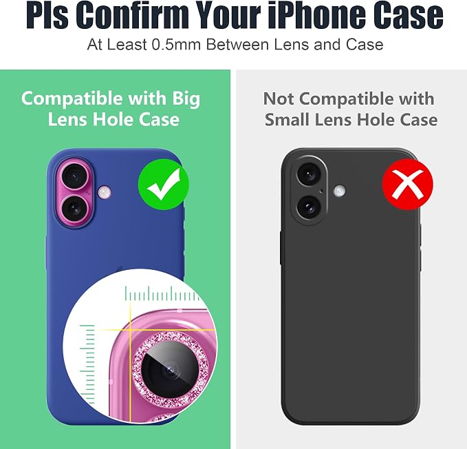AGVEE 3+3 6 Pack for iPhone 16 6.1" / 16 Plus 6.7" Camera Lens Cover Protector - Image 3