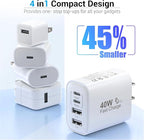 TT&C USB C Block 40W, 4 Ports Wall Plug Fast Charging Block, PD+QC Multiport - Image 6