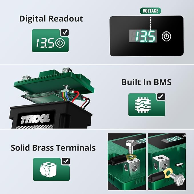 TYKOOL YTX5L-BS YTZ7S 2X Cranking Amps 150A, Lithium LiFePO4 Motorcycle Battery - Image 4