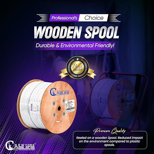 Newyork Cables | Cat6A Plenum Cable 1000ft, PoE++ | 100% Solid Bare Copper 10GB - Image 5