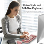 KNOWSQT Wireless Keyboard and Mouse Combo, Light Pink 100 Keys 2.4 GHz Round - Image 7