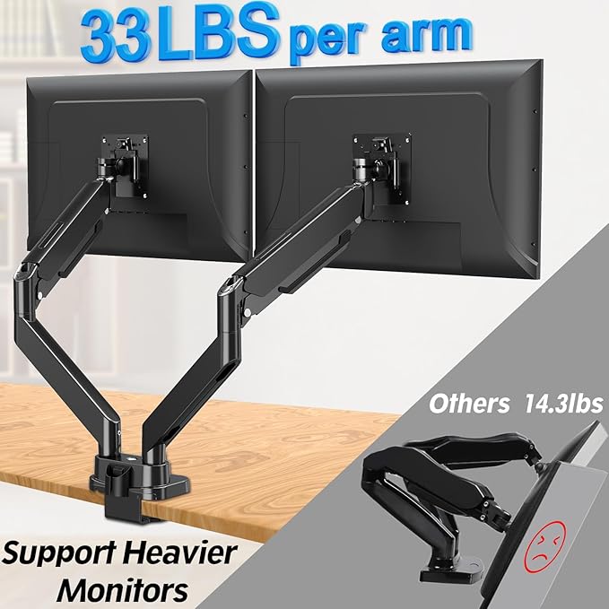 MOUNTUP Dual Monitor Mount Fits Max 39'' Screen, Ultrawide Dual Monitor Desk - Image 7