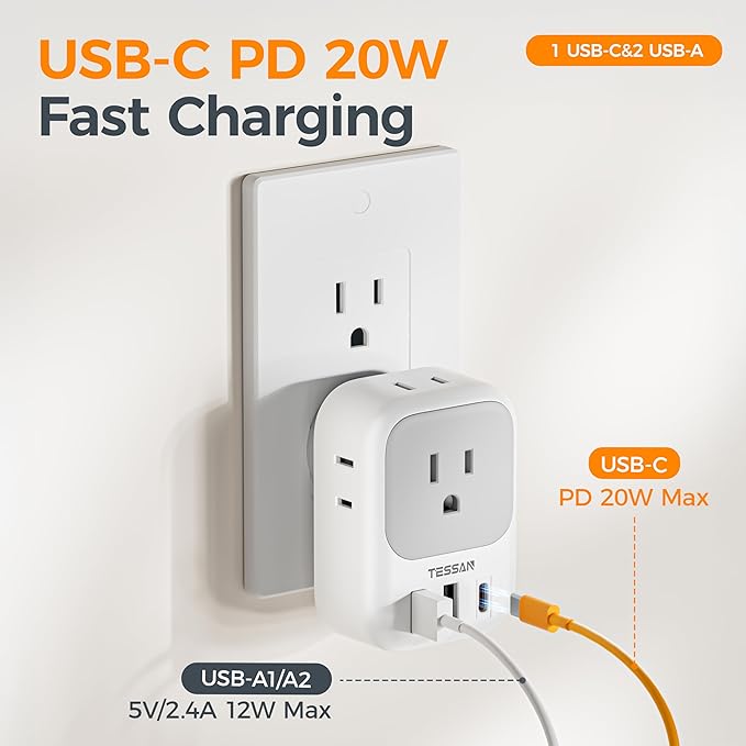 TESSAN USB C Charger Block 20W PD, Fast Charging Adapter Wall Plug, Power - Image 2