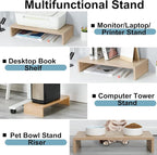 TEAMIX 2 Pack Monitor Stand Riser-20 inch, Wooden Desktop Riser - Image 3