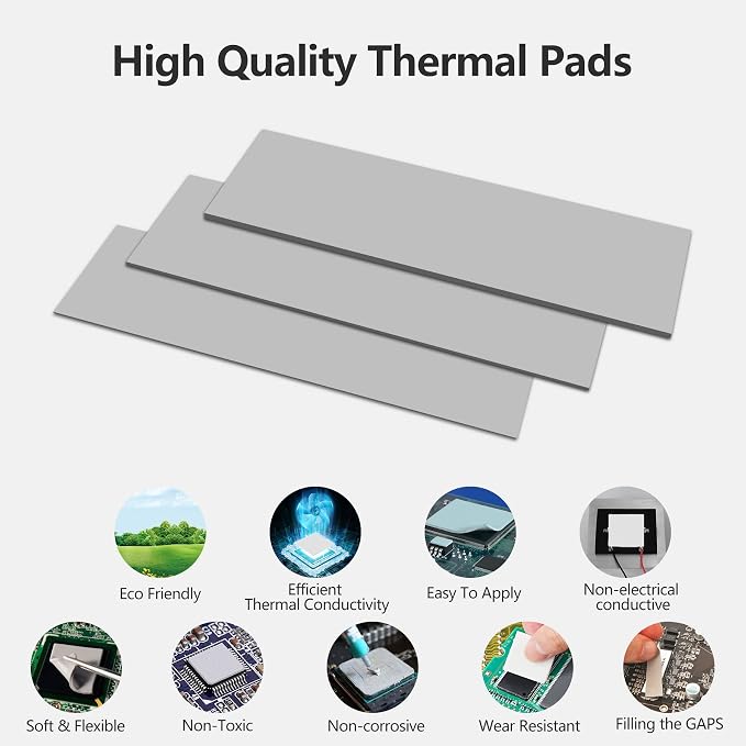 UCEC 30PCS Thermal Pads GPU, 2.6 x 0.8 Inch Reusable Silicone CPU Thermal Pad - Image 3