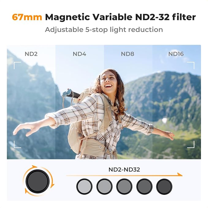 K&F Concept Clip On 67mm Variable ND2-32 Magnetic Phone Lens Filter Kit - Image 3