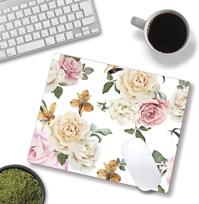Mouse Pad, Vintage Roses Flower Floral Mouse Pad Rectangle Custom Designs - Image 4