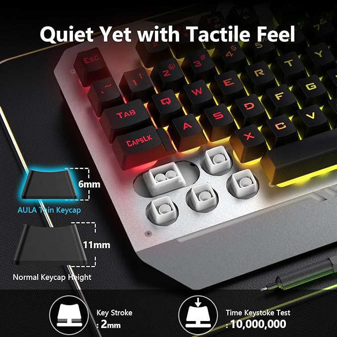 AULA Keyboard, T102 104 Keys Gaming Keyboard and Mouse Combo - Image 7