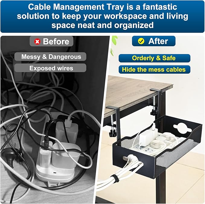 Large Under Desk Cable Management Tray - Image 4