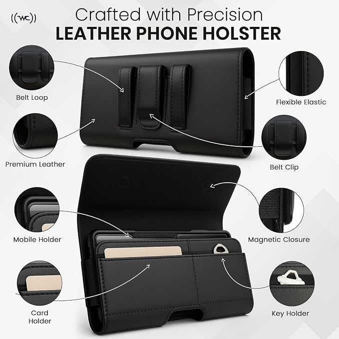Leather Phone Holster for iPhone 17 Pro, 16 Pro, 15 Pro, XS – Belt Clip Case - Image 4