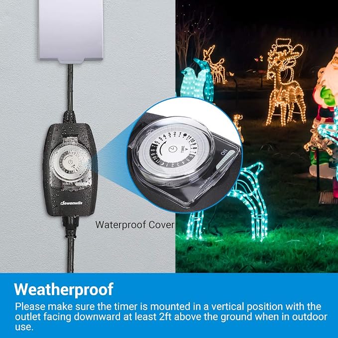 DEWENWILS Outdoor Light Timer Waterproof, 24-Hour Programmable Plug in Timer - Image 6