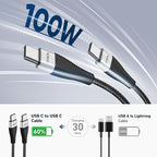 Long USB C to USB C Cable 10FT 2Pack, USB C Charger Cable 100W Fast Charging - Image 3