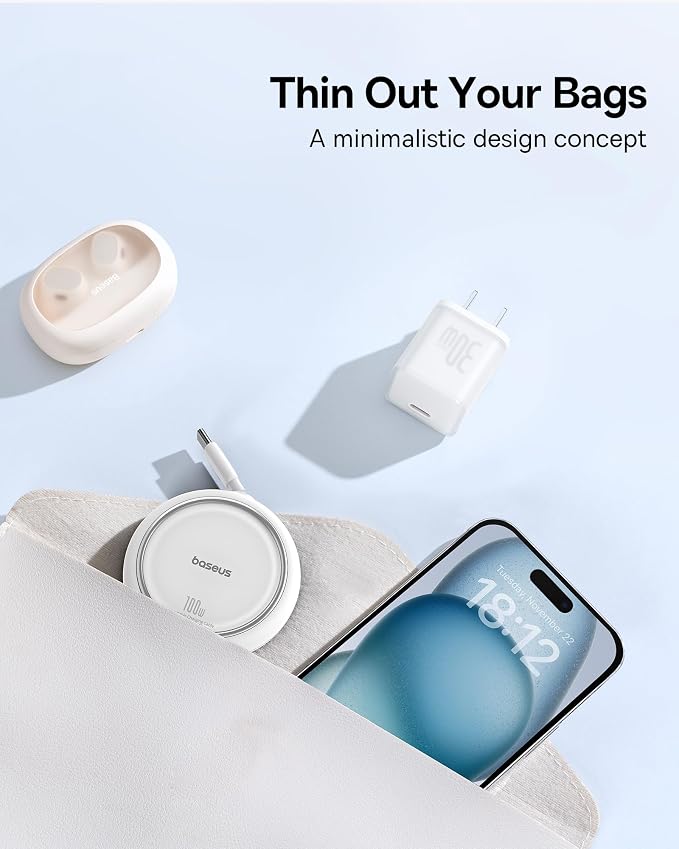 Baseus USB C to USB C Cable, 100W Retractable USB C 5A Fast Charging Cable - Image 4