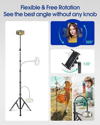 Elitehood 6.7 Feet Tall Phone Tripod, Heavy Duty Metal iPhone Tripod Stand - Image 4