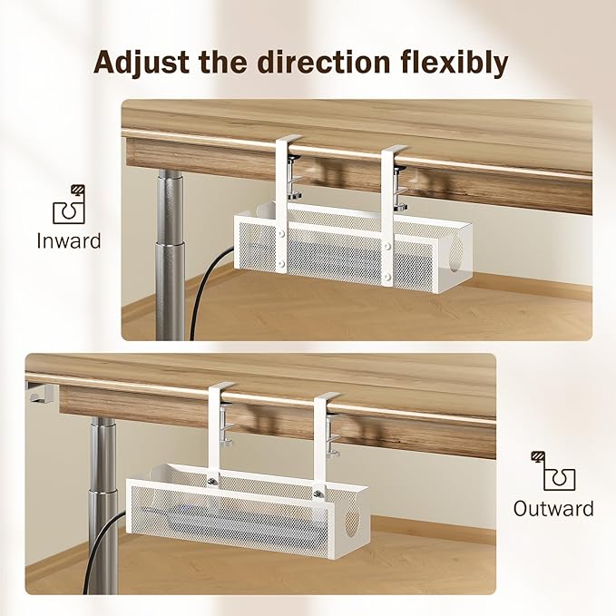 DELAMU Under Desk Cable Management Tray, No Drill Metal Mesh Cable Management - Image 6
