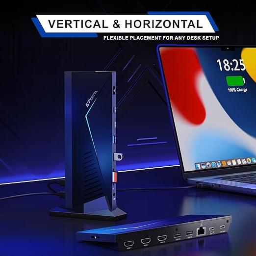 PORTTA 14 in 1 Docking Station Triple Display, HDMI x3, USB x6, 100W PD - Image 5