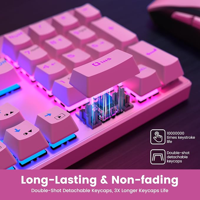 RisoPhy Mechanical Gaming Keyboard, RGB 104-Key Ultra-Slim Backlit USB Wired - Image 7