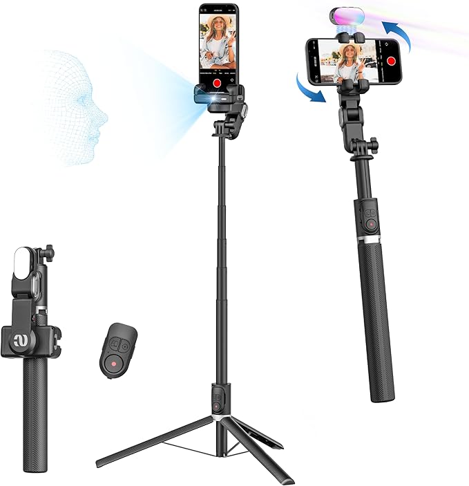 Auto Face Tracking Tripod 360 Rotation w/Stand, Selfie Stick Tripod by AOCHUAN