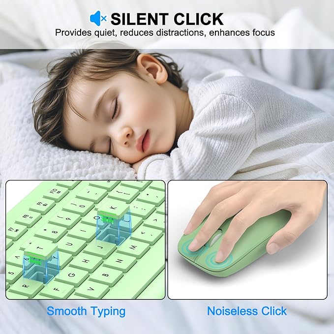 Wireless Keyboard and Mouse Combo, Full-Size Silent Ergonomic Keyboard and - Image 5