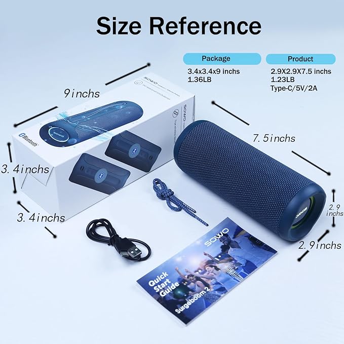 SOWO Portable Bluetooth Speaker, IPX7 Waterproof Wireless Bluetooth Speaker - Image 8