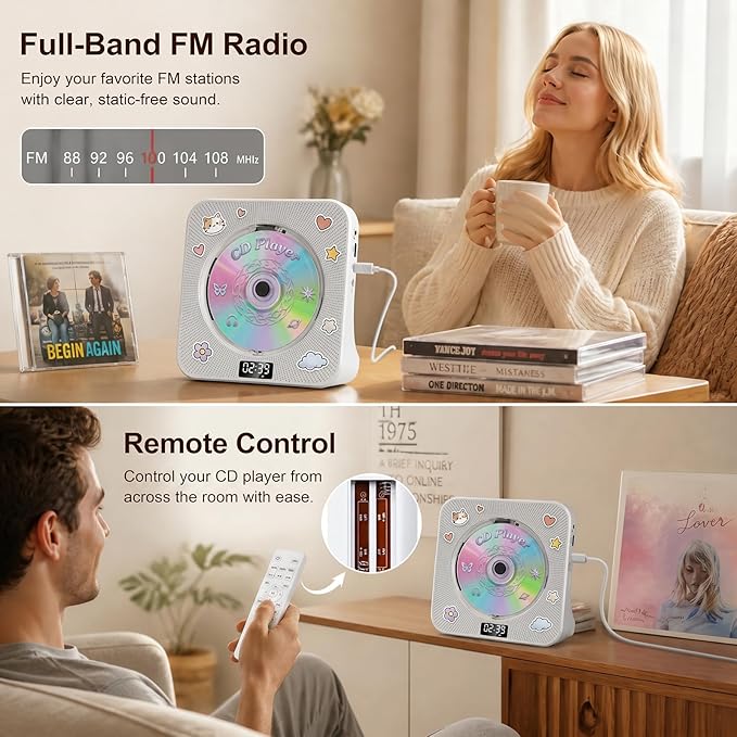 Gueray CD Player Portable Bluetooth Desktop CD Player - Image 7