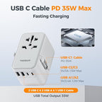 TESSAN Universal Travel Adapter PD 35W GaN, International Power Adapter Built - Image 2