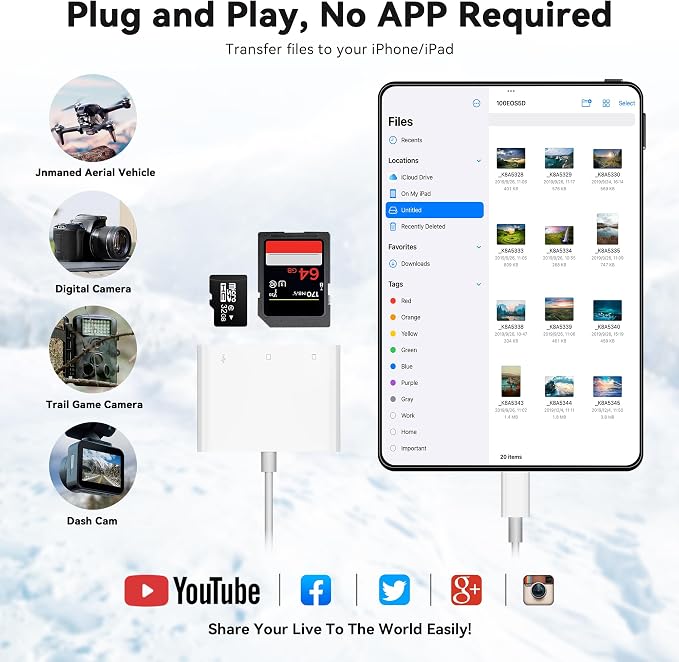 SD Card Reader for iPhone iPad, Micro SD Card Reader Memory Card Reader - Image 4