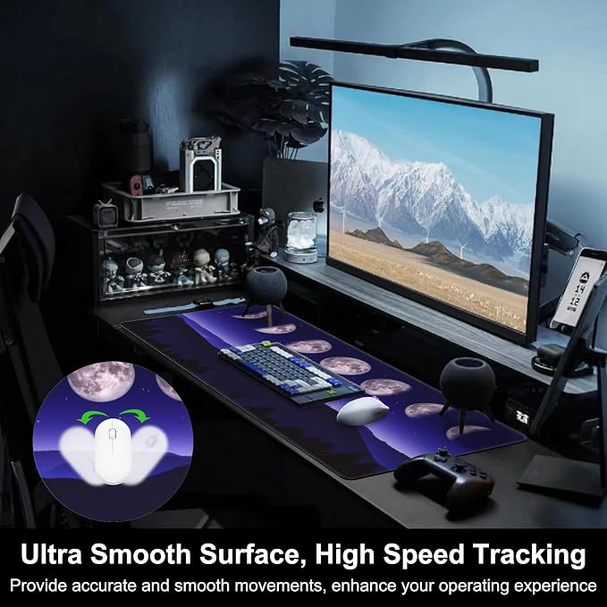 Mouse Pad, Large Moon Phases and Mountain Forest Desk Mat, Extended Non-Slip - Image 5