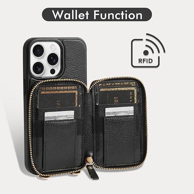 ZVE for iPhone 15 Pro Max Wallet Case Crossbody, Card Holder Phone Purse for - Image 2