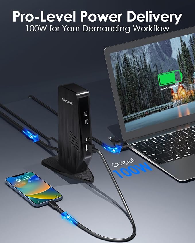WAVLINK USB C Docking Station Dual Monitor, Dual 5K/4K@60Hz Displaylink Docking - Image 4