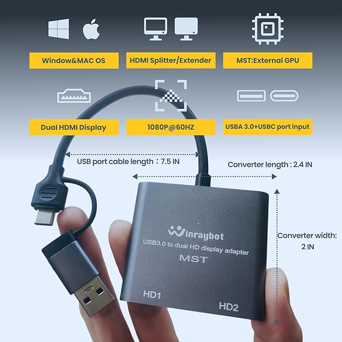 USB to HDMI Adapter for 2 Monitors-USB3.0 to Dual hdmi for 3 Monitors-USB to - Image 6