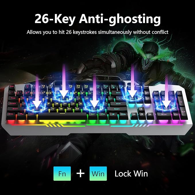 AULA Keyboard, T102 104 Keys Gaming Keyboard and Mouse Combo - Image 4