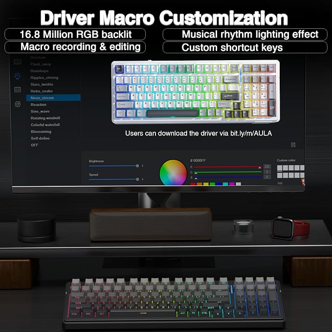 AULA F99 Pro Wireless Mechanical Keyboard, Hot Swappable Custom Keyboard - Image 7