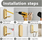 4PCS Gold Foldable Wall Hooks, Metal Folding Hooks Wall Mount, Easy Installation - Image 6
