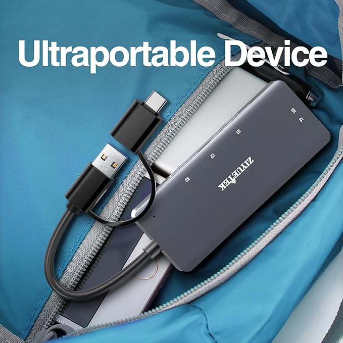 SD Card Reader, Aluminum 5in1 USB USB-C to SD Micro SD MS CF XD Card Reader - Image 6