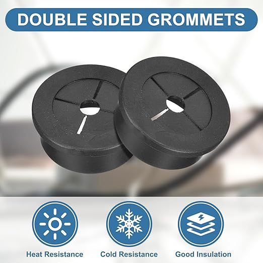 uxcell 4Pcs Cable Cord Grommet, 1-1/8" Rubber Desk Grommets Wire Pass Through - Image 3