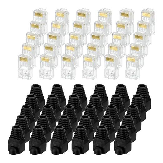 MECCANIXITY 60pcs Cat6 RJ45 Pass Through Connectors, RJ45 Connector 8P8C Gold by MECCANIXITY