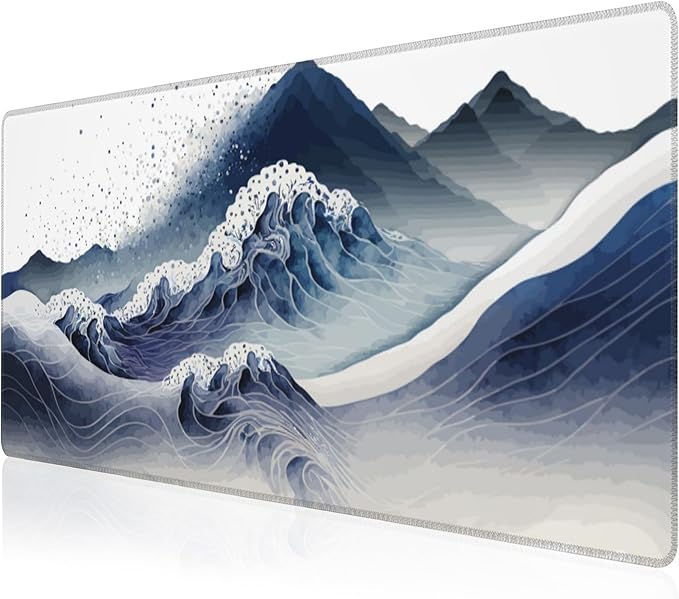 Mouse Pad, Large Watercolor Majestic Mountains Desk Mat, Extended Non-Slip by NIYLYNSYN