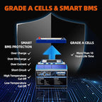 WEIZE 12V 100Ah Mini LiFePO4 Battery, Built-in 100A Smart BMS, Deep Cycle - Image 4