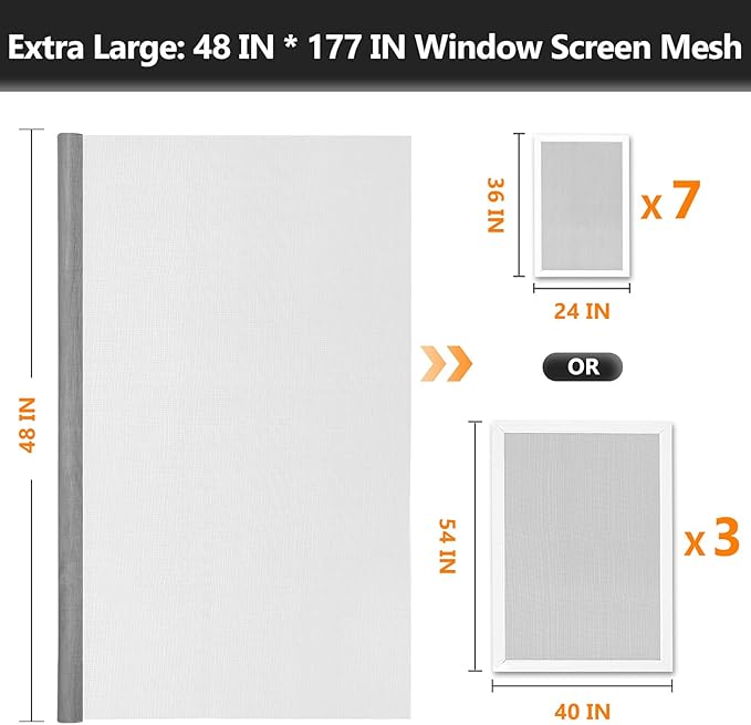 Window Screen Door Repair Kit, Durable Fiberglass Mesh Roll - Image 2